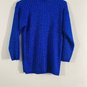 Vintage Mathias Unisex Pullover Sweater M Cobalt Blue Metallic Knit